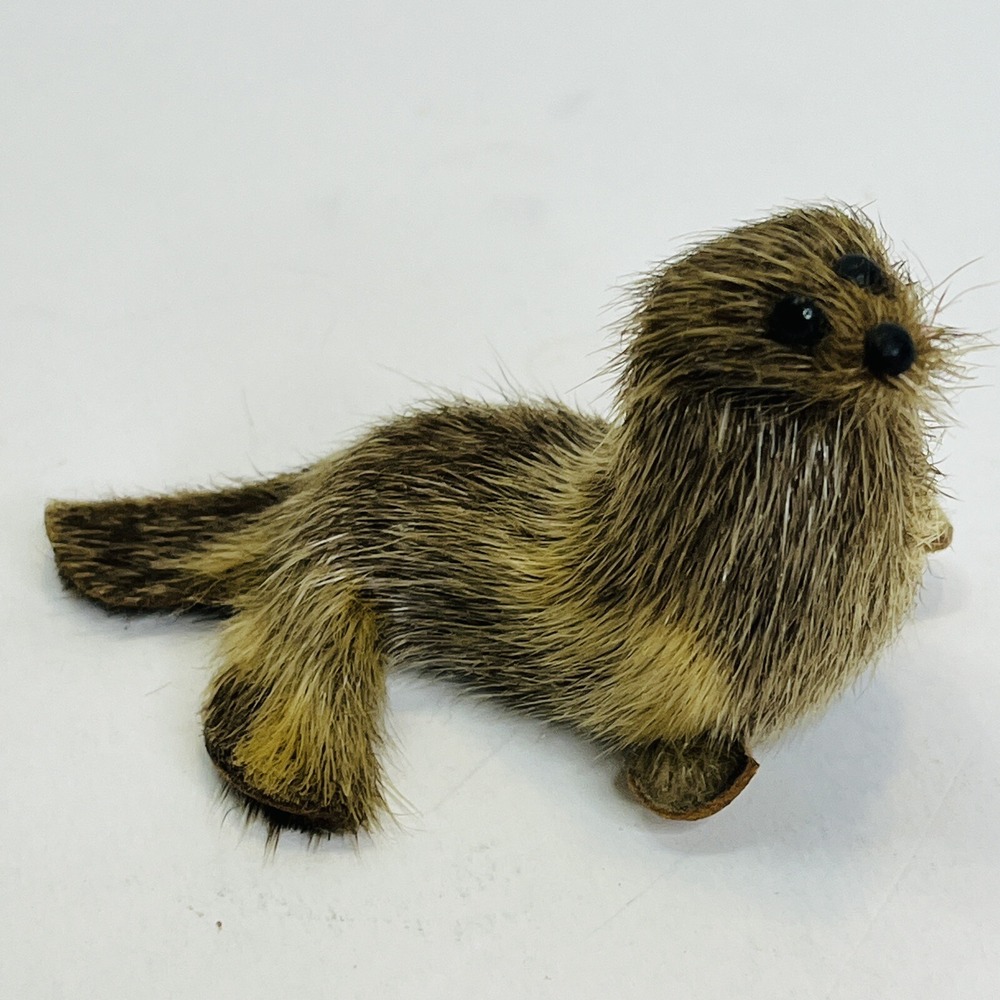 Fur Seal Handmade Folk Art Toy Figurine 4" Vintage Antique‎